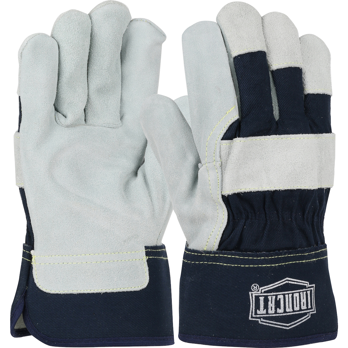 Ironcat® Premium Side Split Cowhide Leather Palm Glove with Canvas Back and Aramid Stitching - Spill Control